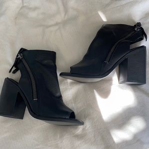 Black leather dolce vita peep toe booties